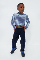 Sky Stripe Parker Long Sleeve Polo