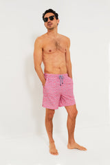 Pink Ruby School of Fish Swim Trunks
