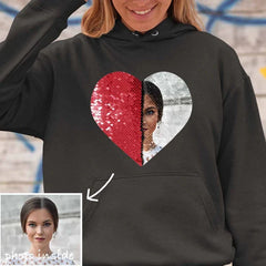 Custom Flip Sequin Hoodie (Heart)