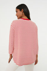 Cherry Striped Knit Popover