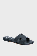 Black Raffia Alibi Sandals
