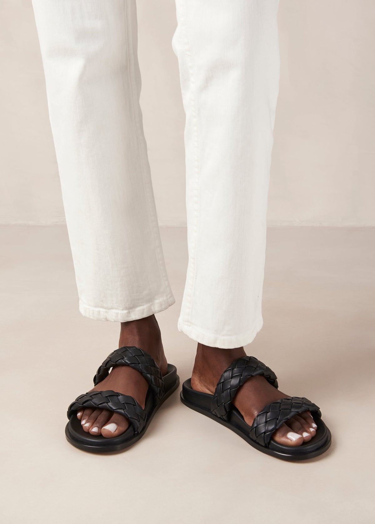 Calypso Braided Black Leather Sandals