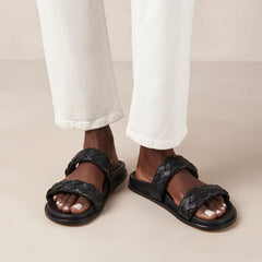 Calypso Braided Black Leather Sandals