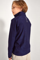 Navy Long Sleeve Knit Jacquard 1/2 Zip Pullover
