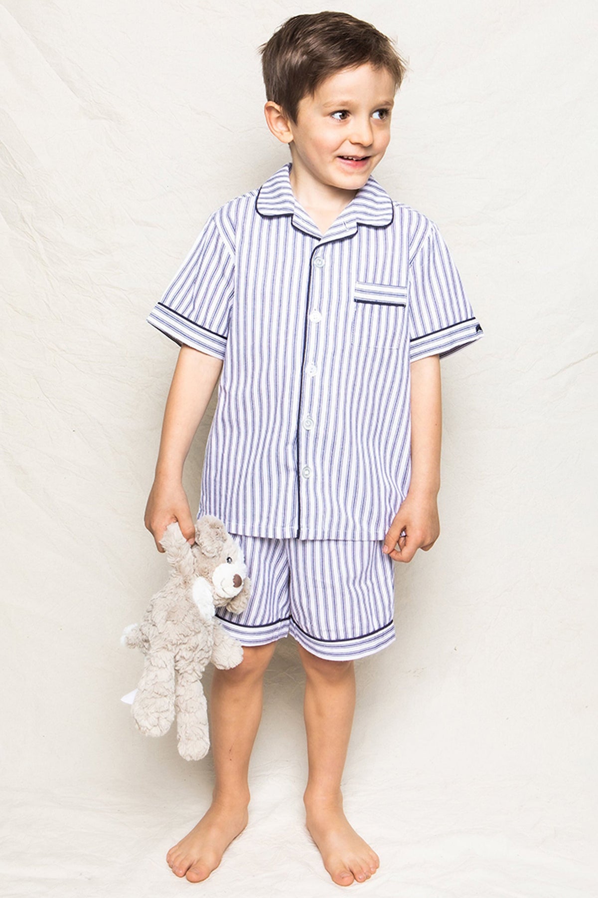 Kid's Navy French Ticking Short Set