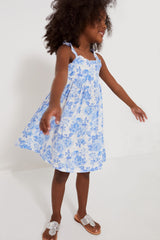 Roses in Blue Paperbag Ruffle Sundress