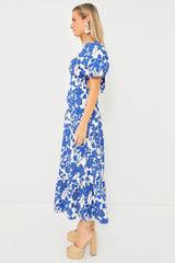 Blue Floral Seaport Midi Dress