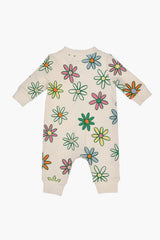 Painted Daisies Baseball Collar Romper