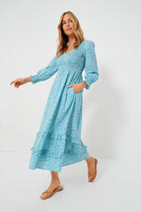 Exclusive Ocean Ditsy Isabel V Neck Dress