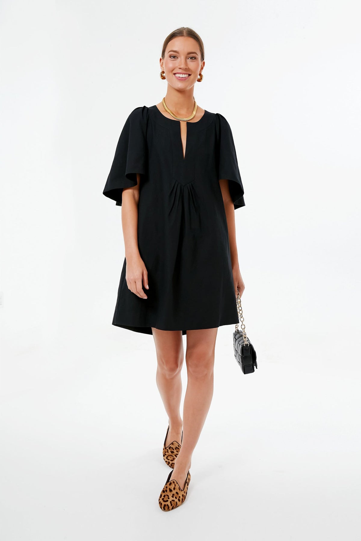 Black Finley Flutter Sleeve Dress