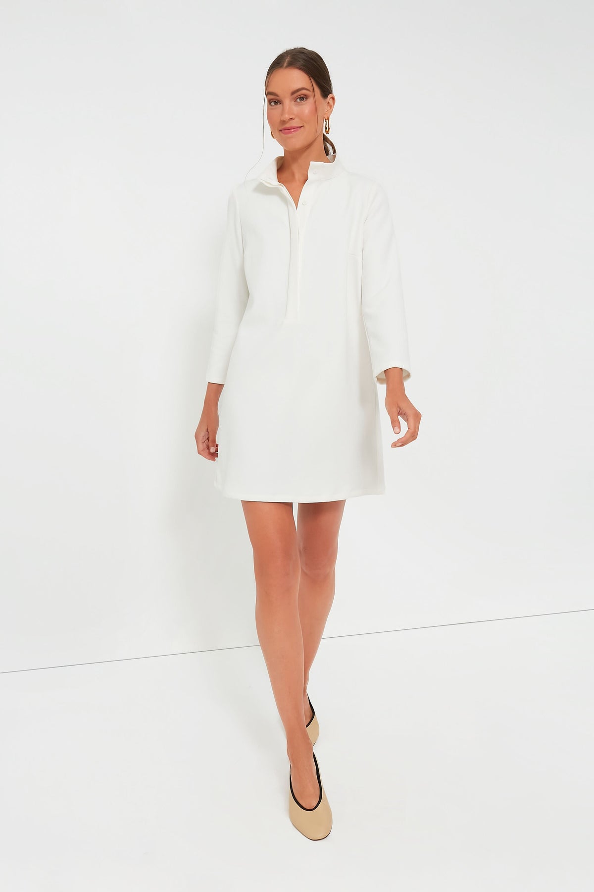 White Stretch Crepe Avery Dress