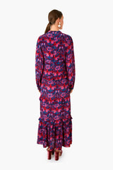 Exclusive Blue Kazak Mock Neck Maxi Dress