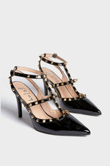 Black Elodie Studded Heels