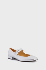 Silver Leather Low Mary Janes