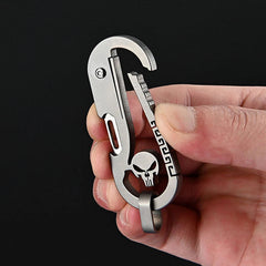Titanium Skull Carabiner Keychain Folding Pocket Knife