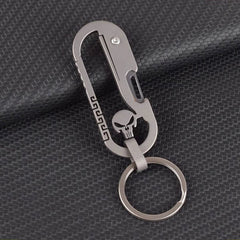 Titanium Skull Carabiner Keychain Folding Pocket Knife