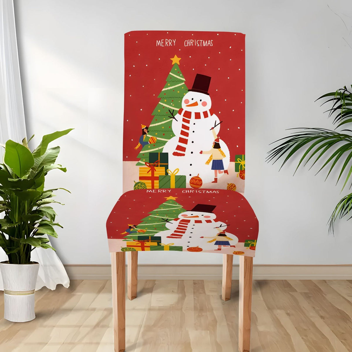 Christmas print chair cover decoration