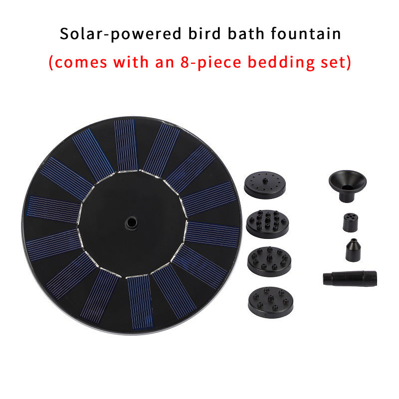 Solar-powered bird bath fountain