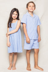 Kid's French Blue Seersucker Short Set