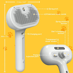 Pet comb spray to prevent flyaway hair