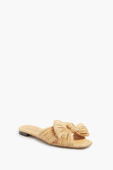 Natural Pleated Straw Daphne Flats