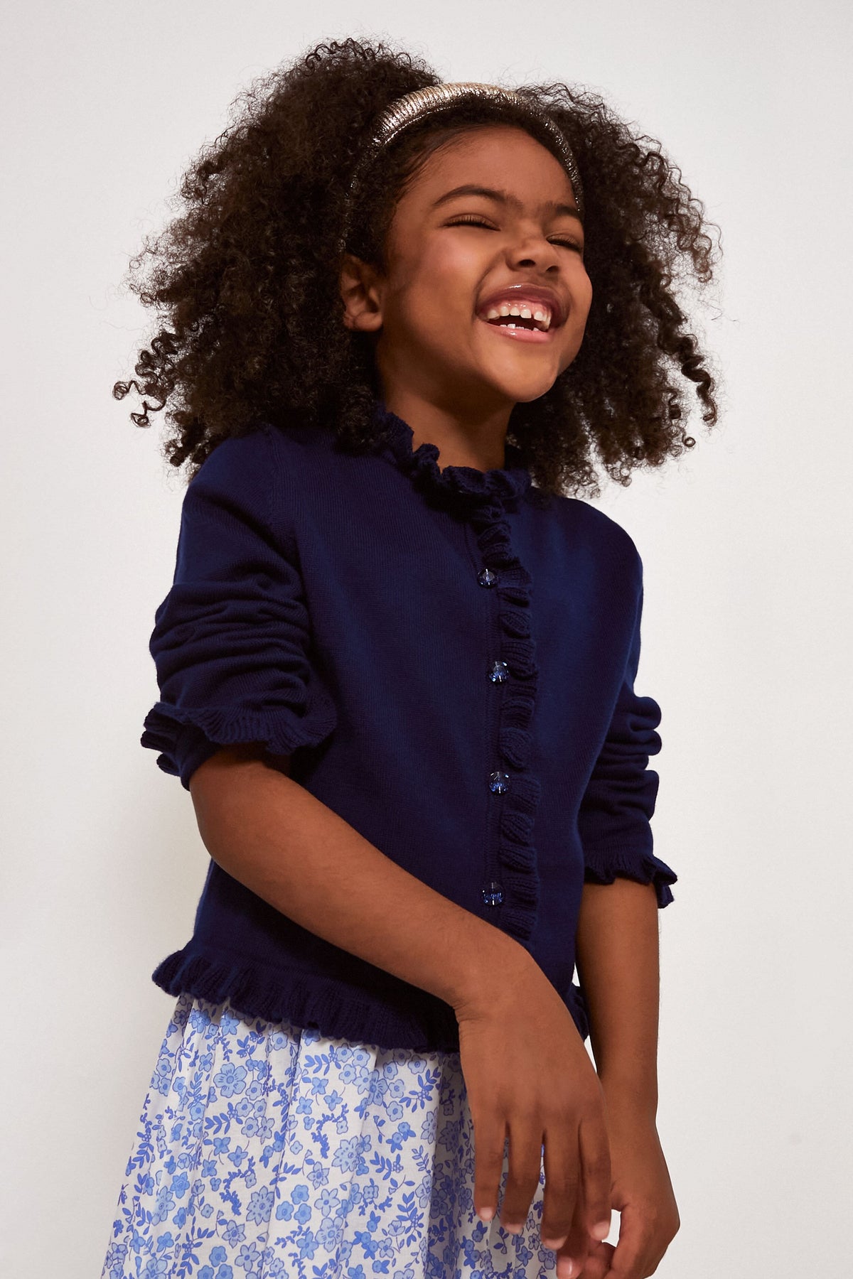 Navy Frill Cardigan