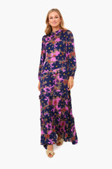 Exclusive Suzani Navy Mock Neck Dress