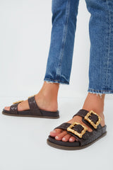 Dark Chocolate Enola Woven Sandals