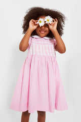Striped Smocked Cotton Seersucker Dress