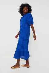 Royal Blue Eyelet Midi Tryall Dress