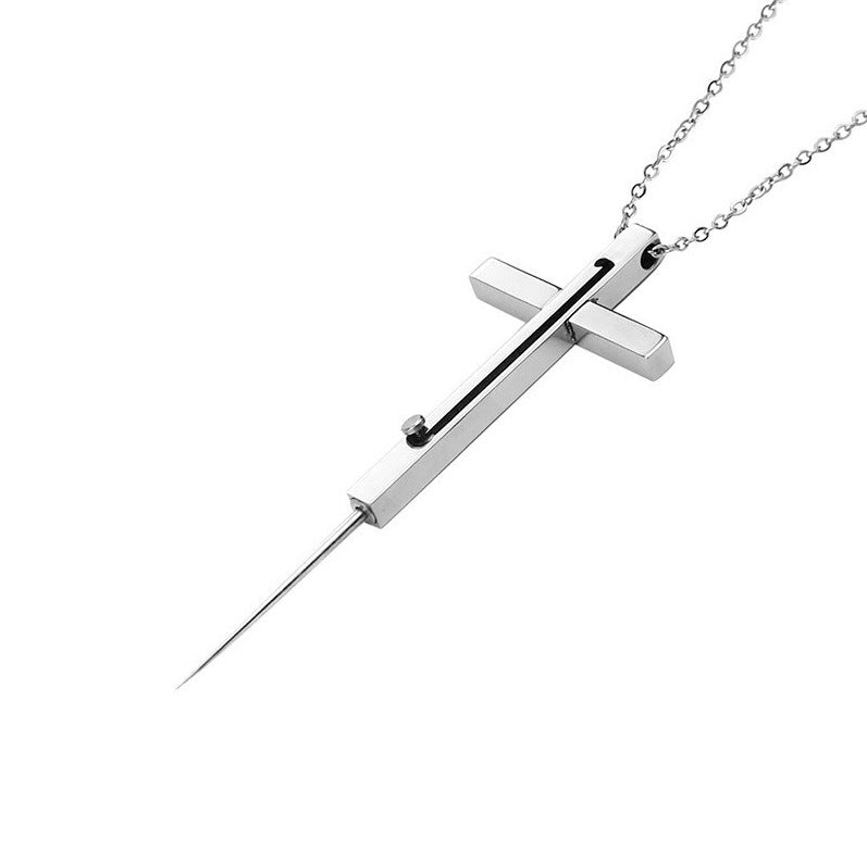 Steel Cross EDC Pendant Necklace