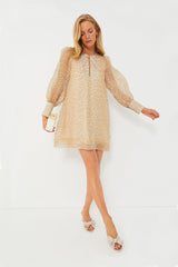 Champagne Shimmer Lame Emilia Pleated Knot Mules