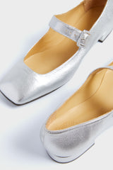 Silver Leather Low Mary Janes
