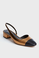Dark Gold and Black Cecile Sling Back Flats