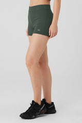 Goddess Ribbed High-Waist Hot Short - Dark Cactus