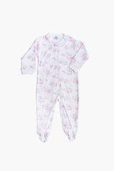 Pink Toile Zipper Footie