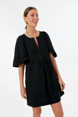 Black Finley Flutter Sleeve Dress