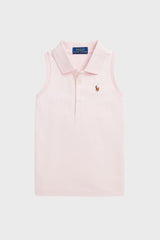 Girls Cotton Mesh Sleeveless Polo Shirt