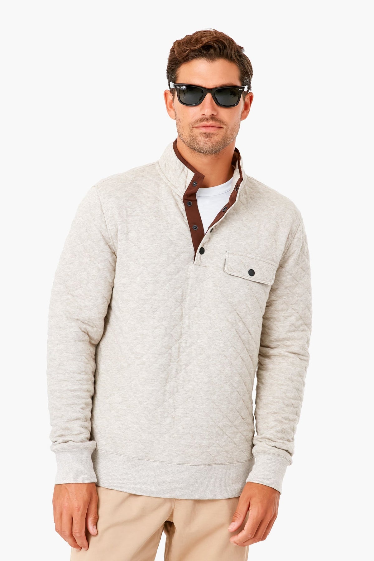 Oatmeal Melange Epic Quilted Fleece Pullover