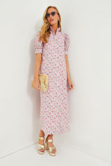 Pink Multi Ruffle Collar Louisa Midi Dress