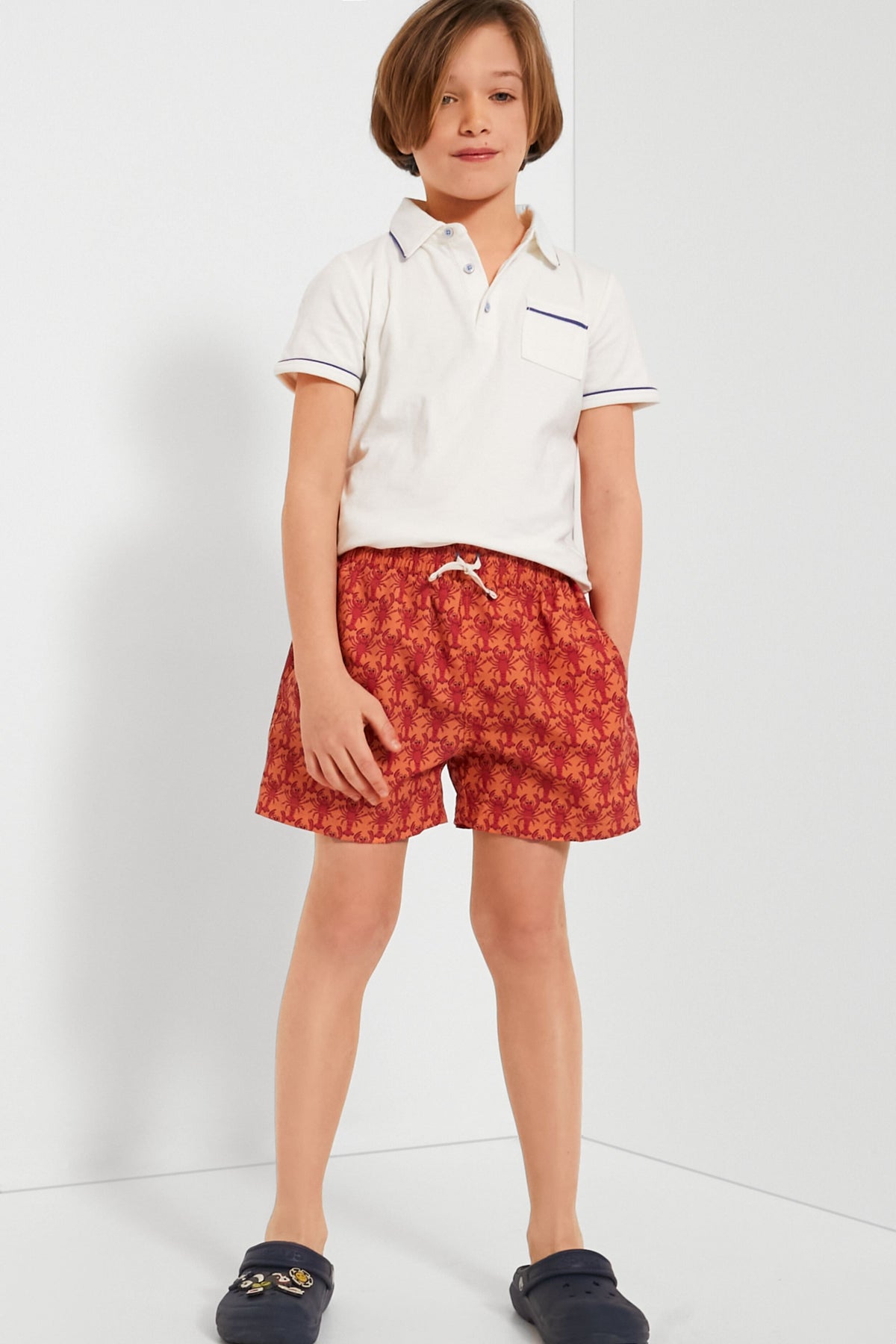 Orange Lobster Swim Trunks