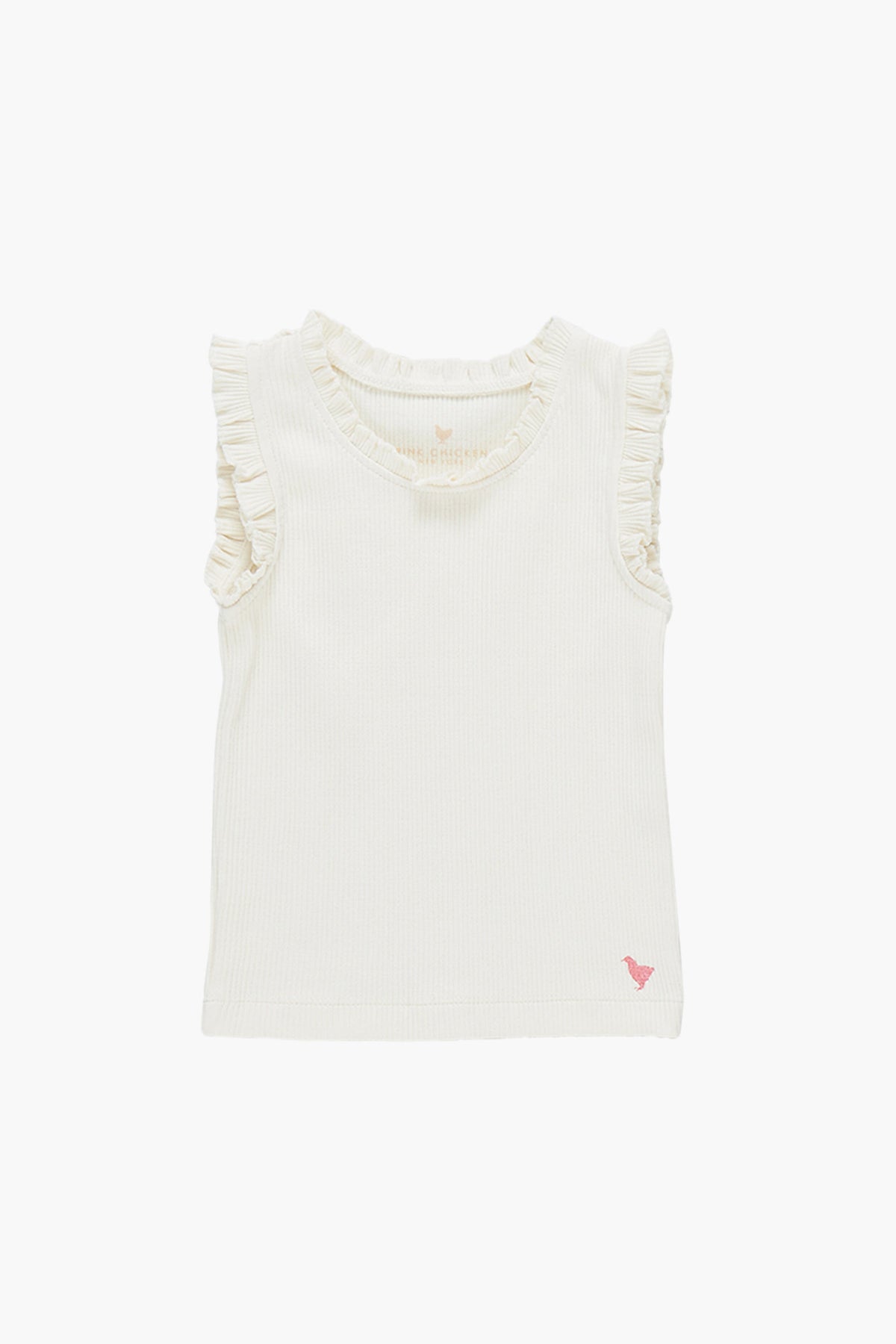 Gardenia White Organic Ruffle Rib Tank