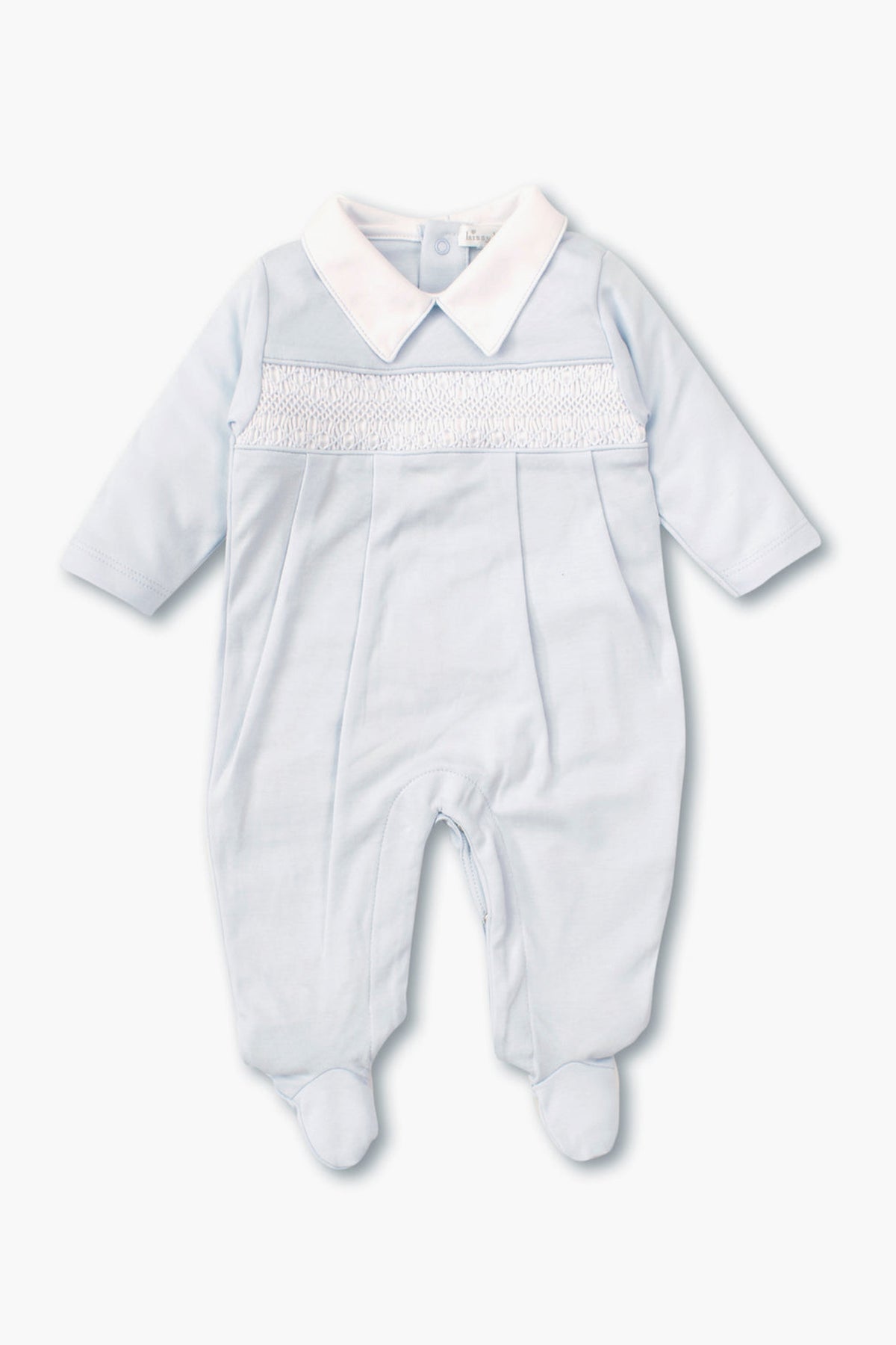 Blue Hand Smocked Footie