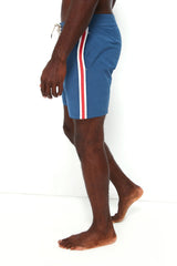 Blue Red Retro Surf Stripe Board Short
