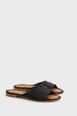 Black Raffia Naima Sandals