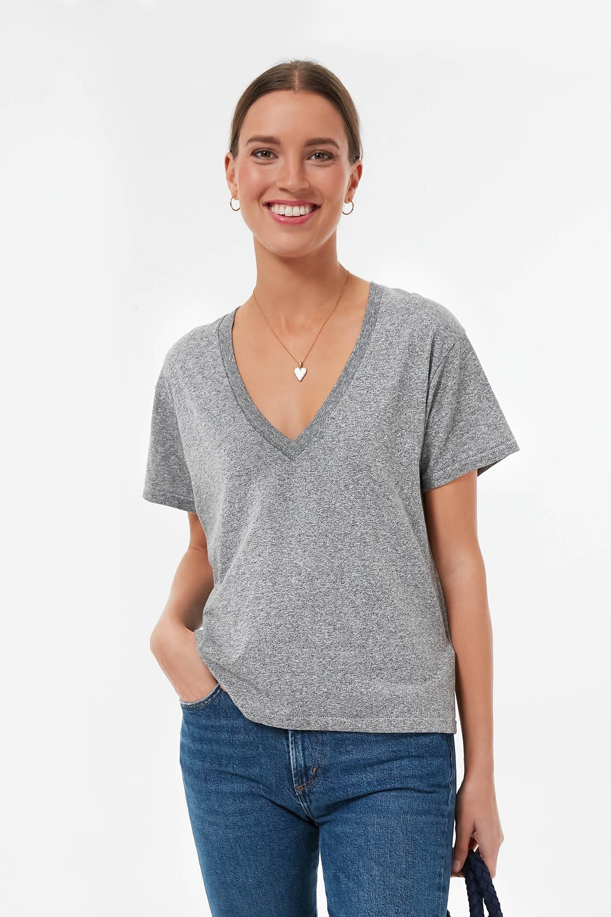 Heather Grey V Neck Tee