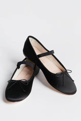 Black Satin Leonie Soft Ballet Flats