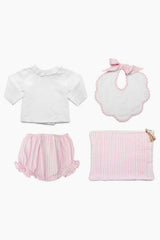 Palm Beach Pink Stripe 4 Piece Newborn Gift Set