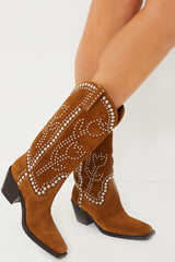 Cacao Suede with Silver Studs Wilder Boots