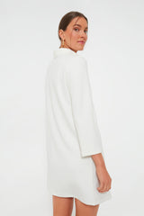 White Stretch Crepe Avery Dress